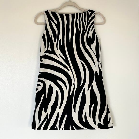Weekend Max Mara Zebra Print Shift Dress Tunic Top Black White Cotton EU 38 US 4 - Picture 15 of 16